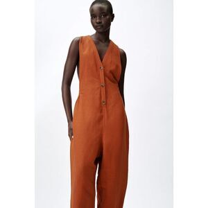 ZARA OVERSIZED LINEN BLEND JUMPSUIT